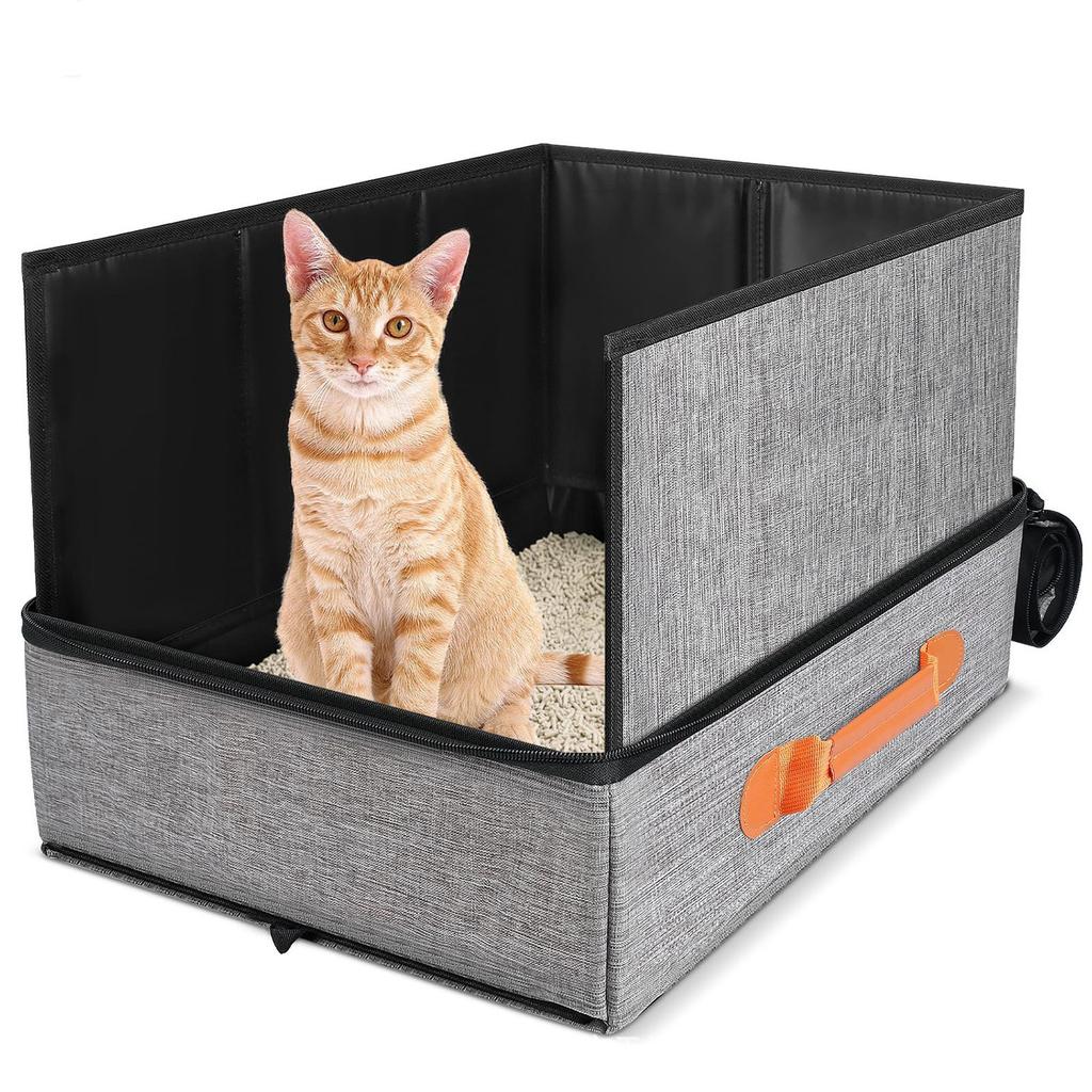 Portable Litter Box For s Foldable Litter Box With Lid Hard Bottom Poop Tray With Zipper Pet Carrier For Housebreaking