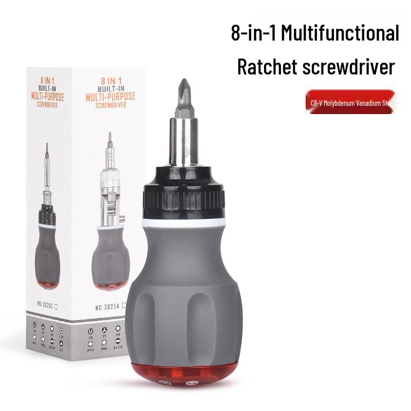 8-in-1 Multi-Angle Ratchet Screwdriver & Wrench with Torx and Phillips Bits