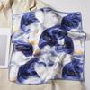 Silk Small Square Scarf Women's Korean Blue Petal Long Versatile Silk Scarf Mulberry Silk Holiday Gift High-end Scarf