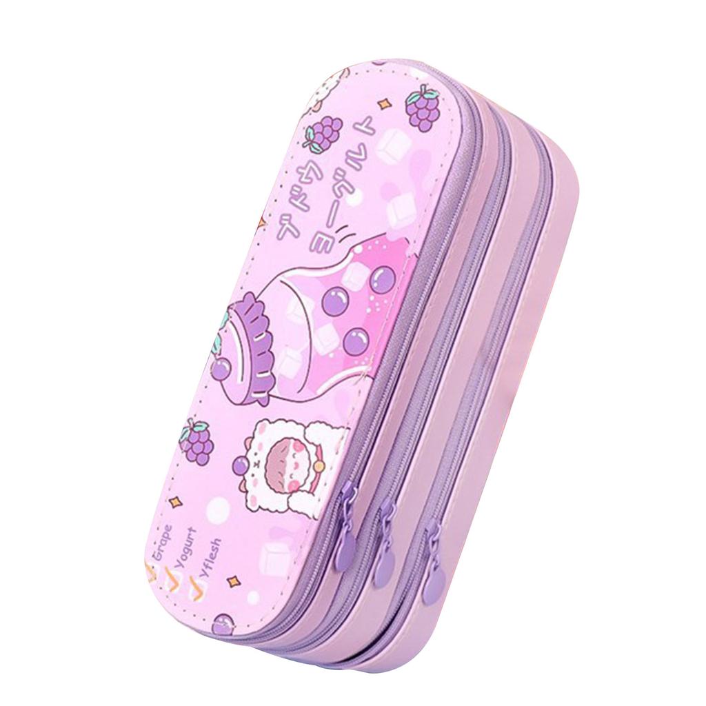 Large Pencil Case Multipurpose Cute Stylish 3 Layers Large Capacity Pencil Pouch with Class Schedule