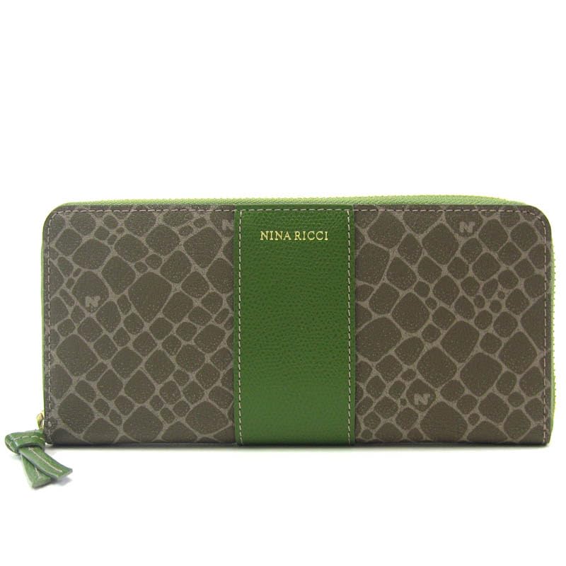 Nina Ricci Grain Nouveau Purse Khaki 85-8004 Women's