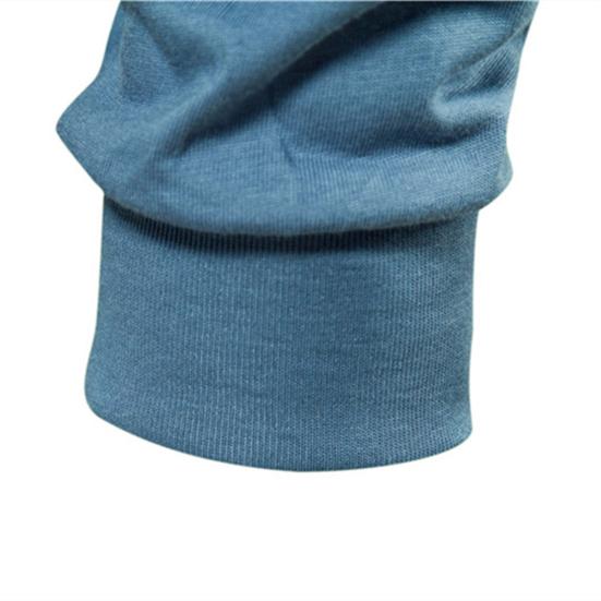 Men Tops Solid Color Cotton Pullover Comfortable Anti-pilling Crew Neck Elastic Cuff