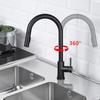Robinet de cuisine - NETTLIFE - Modèle standard - Noir inox - Douchette extensible 360° - 2 jets