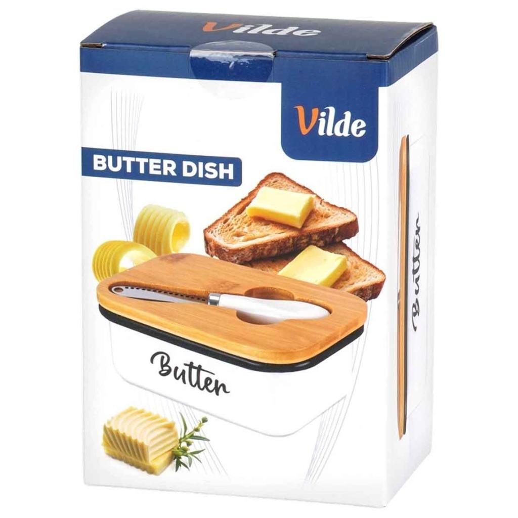 METAL BUTTER DISH WITH KNIFE WHITE 139515