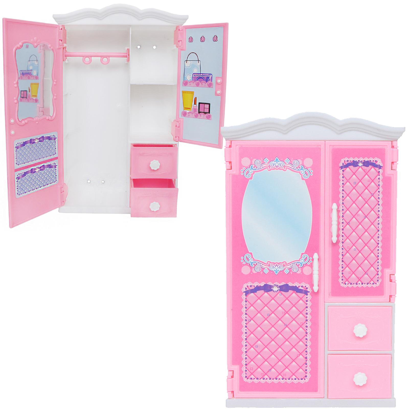 

Шкаф для кукольного домика для куклы Барби с коробкой, розовая мебель для спальни принцессы, 1/6, 30 см, игровой набор для кукольного домика