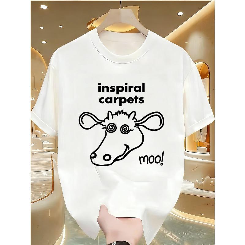 Графическая футболка Inspiral Carpets Madchester Happy Mondays | Винтажная футболка Britpop группы с рисунком лица коровы, Мягкая дышащая ткань, Обычный крой S белый