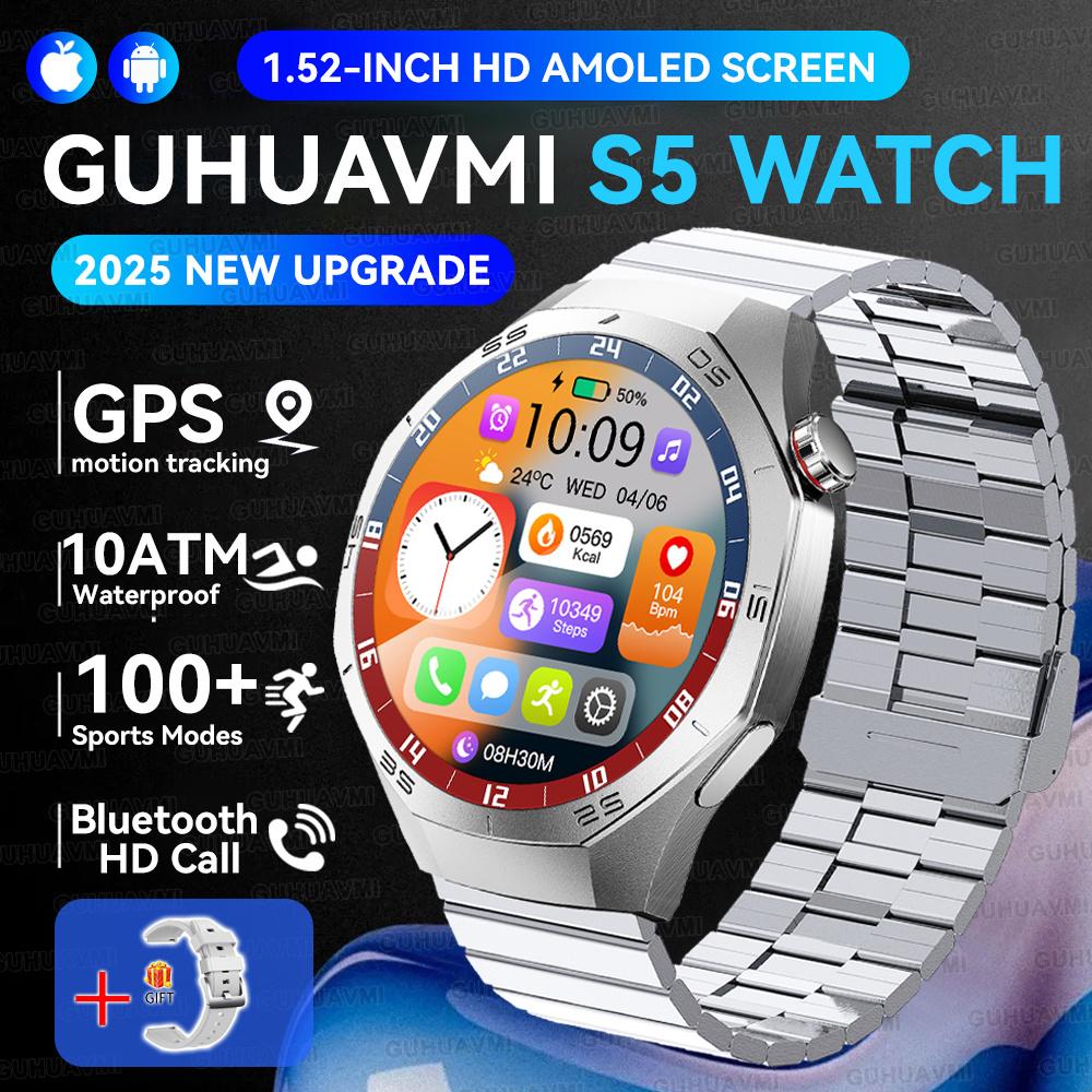 New GPS Tracking AMOLED Screen Smart Watch For Men Sports Modes Bluetooth Call Heart Rate 10ATM Waterproof For Android iOS