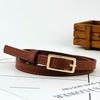 Pu Minimalist Leather Waist Belt For Women With Rectangular Buckle Design