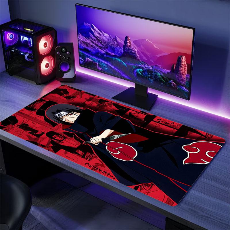 Uchiha Sasuke Mouse Pad, Large Gaming Desk Mat, Non-slip XXL Mousepad for Laptop & Tablet, Mini PC Playmat with Stitched Edges
