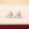 Glossy Real  Sterling Silver Stud Earrings for Women Chic Triangular Flower Ear Accessories Piercing Fine Jewelry
