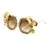 Exaggerated flower with diamond cat's eye sunglasses female, baroque retro stage catwalk party sunglasses, vacation photo