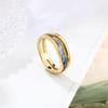 European-American Double-layer Wavy 14K Gold Mother-of-Pearl and Abalone Shell Ring for Women
