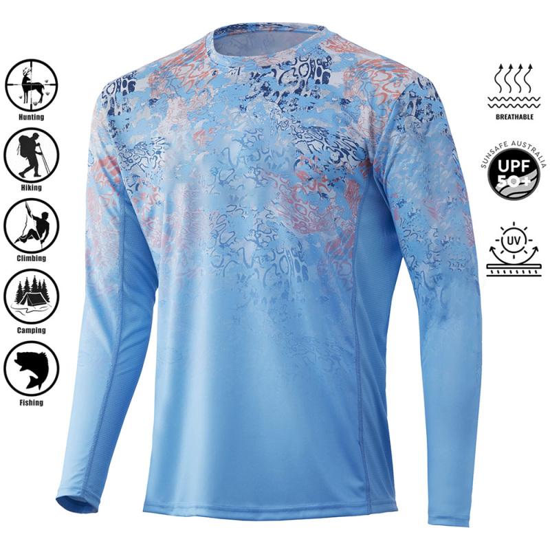 ETST 007 Herenshirt UV-bescherming Buitensporten Ronde hals Tops, Hardloopzon T-shirts UPF50+ Heren Lange Mouw Visshirt - Ademend 3XL