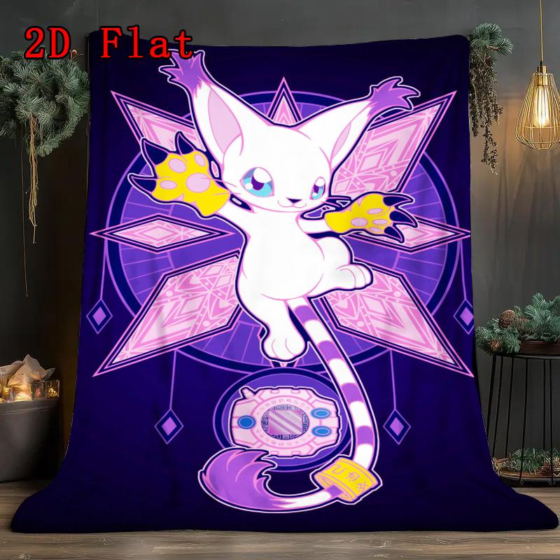 Gatomon 2D Flat Pattern Flannel Blanket High quality All Seasons Warmth and Comfort Perfect for Christmas Gifts.PMT0914139