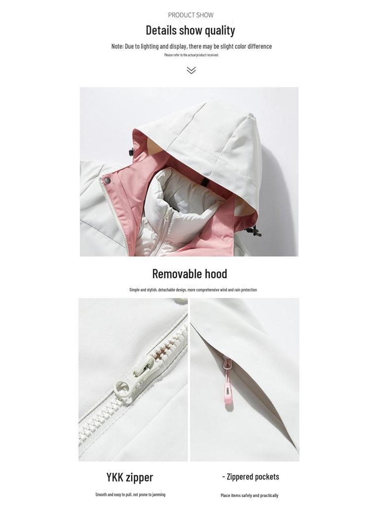 Removable Graphene Liner Ski Jacket: 3-in-1 Winter Outdoor Two-Piece Set for Couples