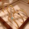 CARLIDANA New Gold Plated Beaded Enamel Oil Drop Zircon Bangle Waterproof Square Pendant Stainless Steel Bracelets for Women