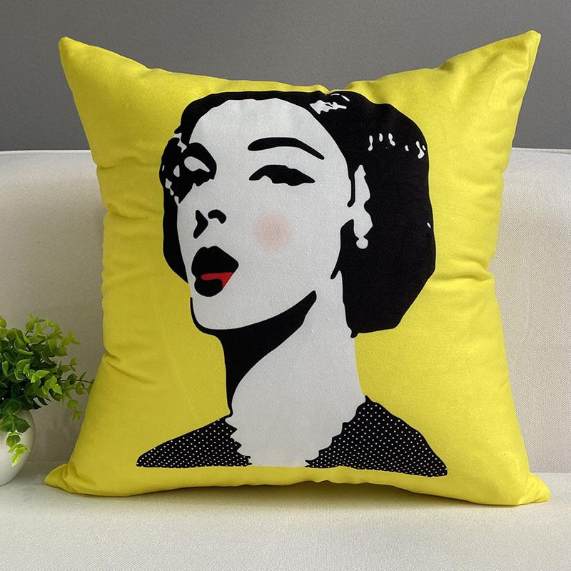 Nordic People Resemble Checkered Digital Printing Short Plush Pillow Covers For Car Sofa Office Cushion Cover Home Goods