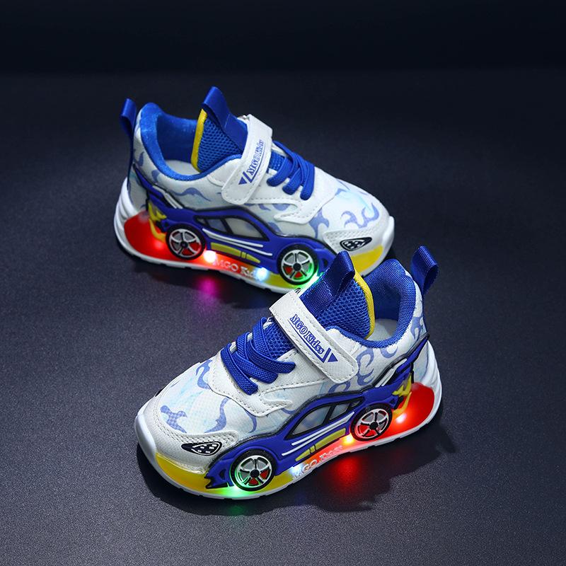 

Cartoon Toddler Boys Shoes Sports Kids Casual Sneakers LED Light Children Shoes 25(insole 15.2cm) синій