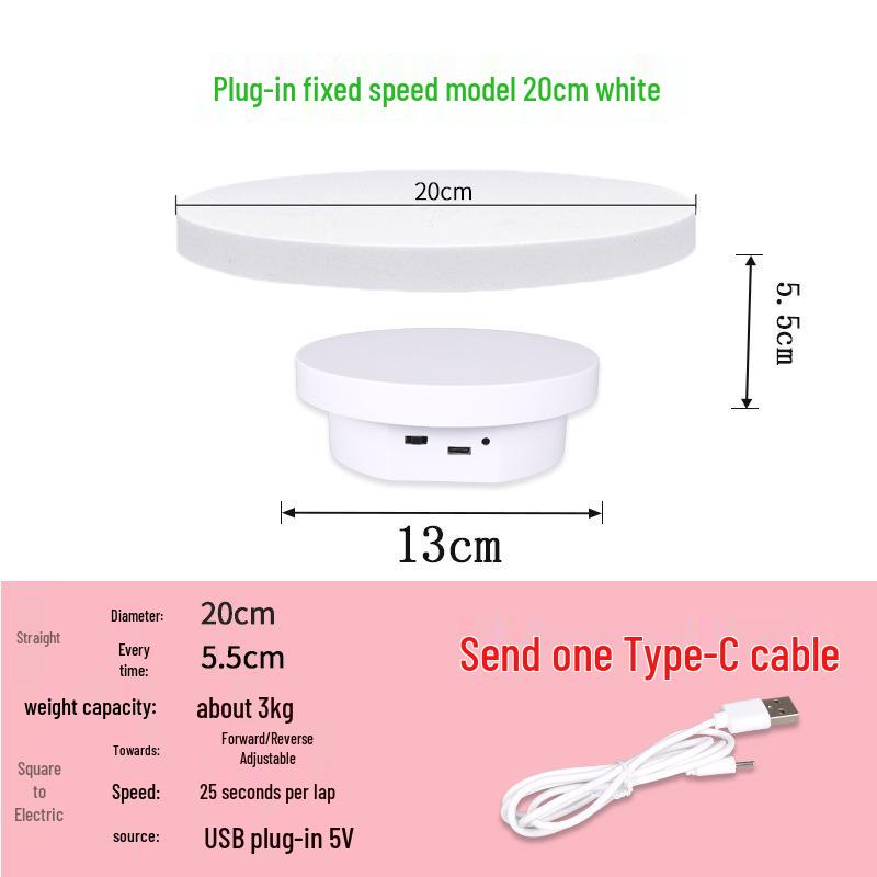 Automatic Rotating Display Stand for Live Streaming, E-commerce, Figurines, and Panoramic Photo/Video Shooting