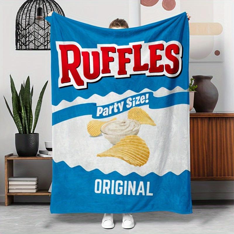

Ruffled Party Size Flannel Blanket Suitable for all seasons, reversible versatile suitable for home bed sofa camping and travel 75x90cm