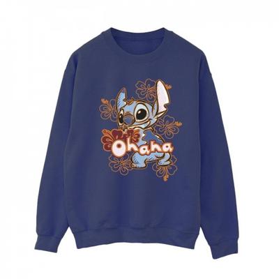 Womens/Ladies Lilo And Stitch Ohana Orange Hibiscus Sweatshirt