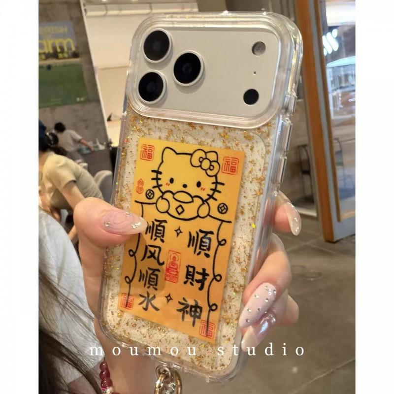 Silicone Phone Case IPhone 17 Pro Max 16 15 14 With 3D Gold Foil Fortune Cat Ingots Design Full Coverage Anti-Slip Shockproof iPhone 13