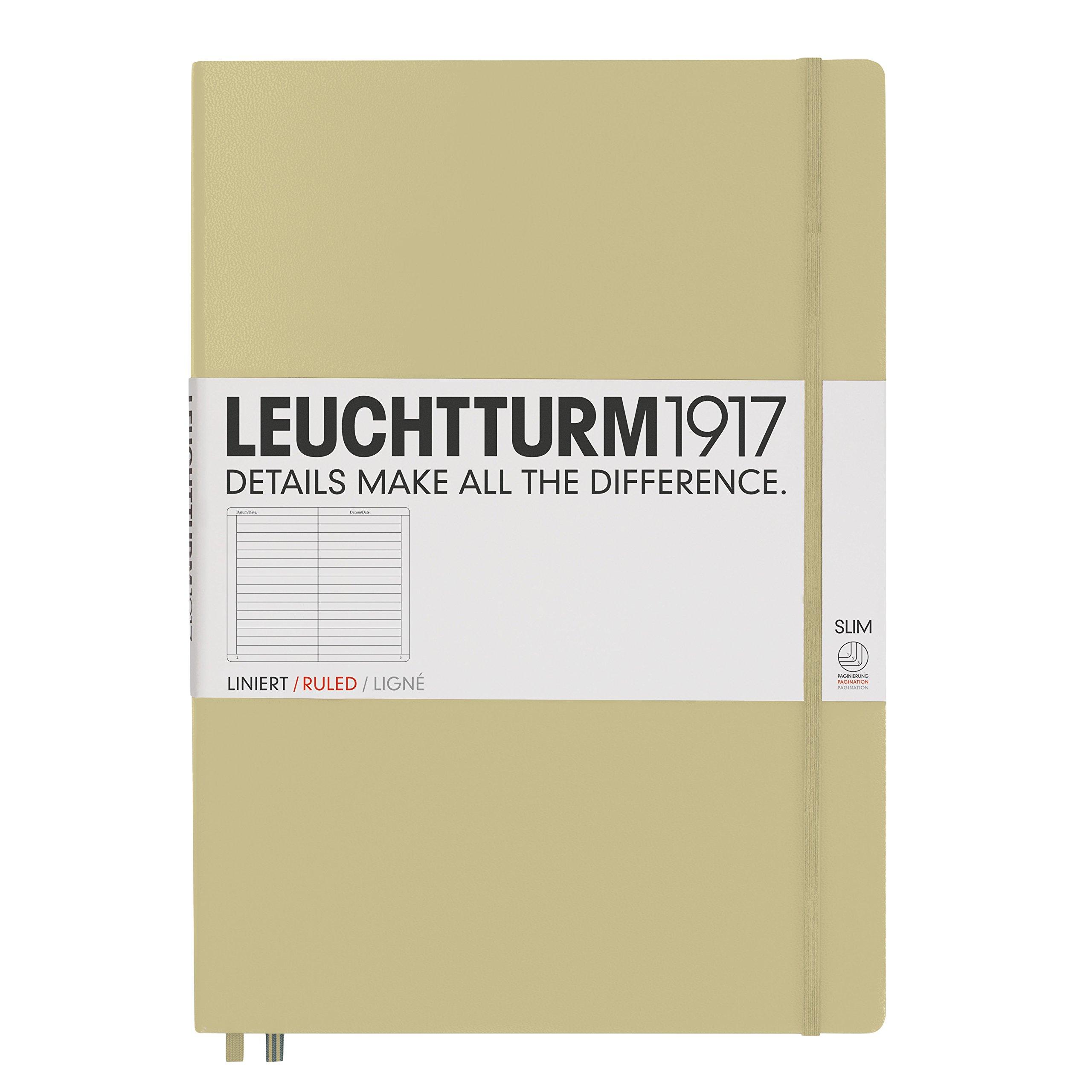 Leuchtturm 1917 Тонкий Master в твердом переплете 9 x 121 в линейку Песочный Блокнот, 12,5 дюймов, страницы, (354752)