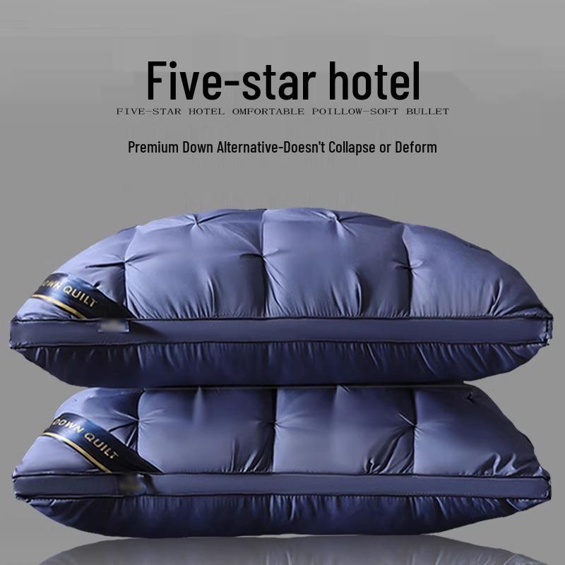 Luxury Durable Hotel Pillow: Neck Support, Non-Collapsing, Washable Feather Velvet