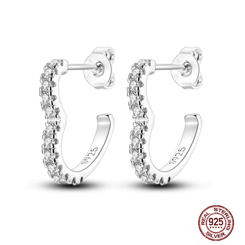 Hoop Earrings for Women Sparkling Pave CZ Heart-shaped Series Round Love Fit Original Wedding Drop Earring Jewelry