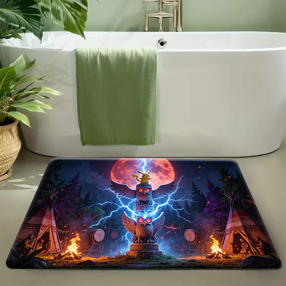 Pokemon Riolu & Lucario Flower Field Print Non-Slip Doormat Floor Mat 40x60cm