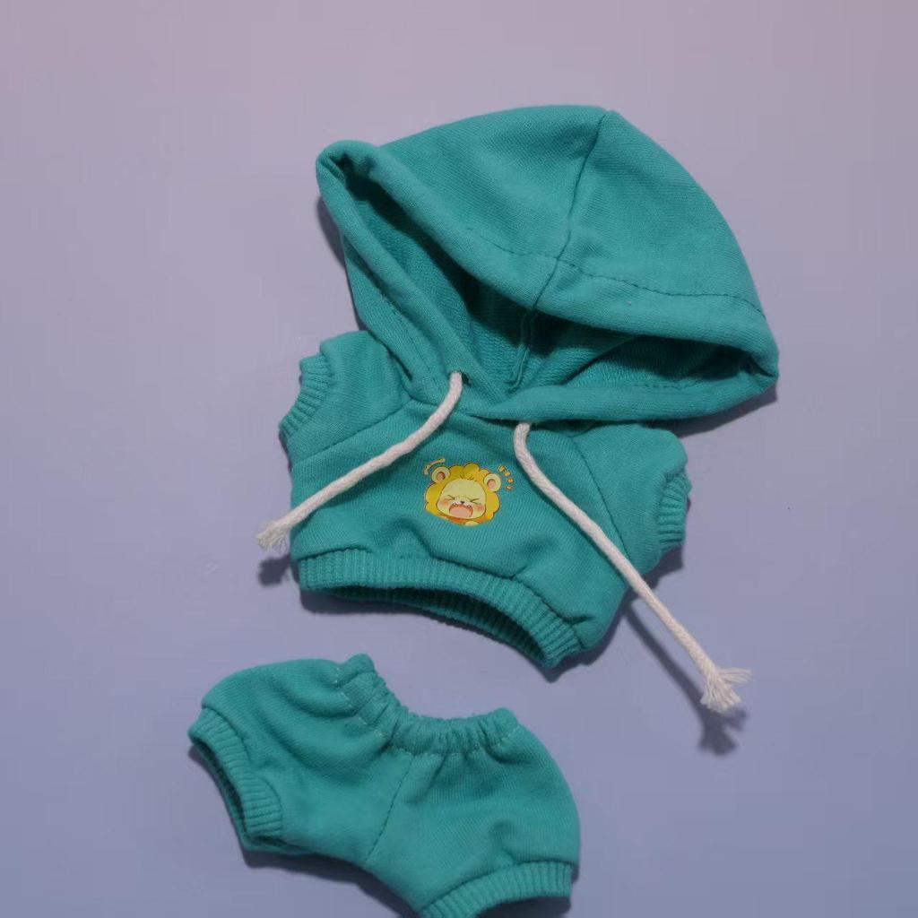 Labubu Hoodie Set: Einfarbige Puppenkleidung mit Anhänger für Erste & Dritte Generation, 17cm austauschbare Plüsch-Merchandise.