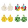 Boho Blume Hängeohrringe Damen Stoffblume Hängeohrringe Handgefertigt Leichte Florale Hängeohrringe für Urlaub Sommer Strand