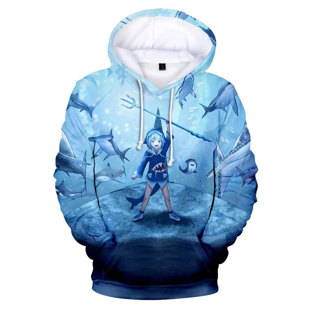 Hololive VTuber Kawaii Gawr Gura Cosplay 3d Print Hoodies & Sweatshirts Man Women Pullover Coat Y2k Top Oversized Men's Coat
