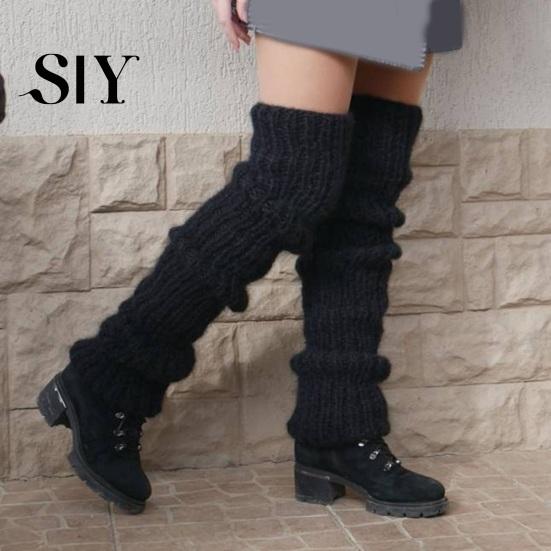 Soft And Cozy Women Socks 1 Pair Winter Calf Thick Knitted Solid Color Anti-slip Warm Pile Comfortable For Leg Warmers JK Boots Stocking Lolita