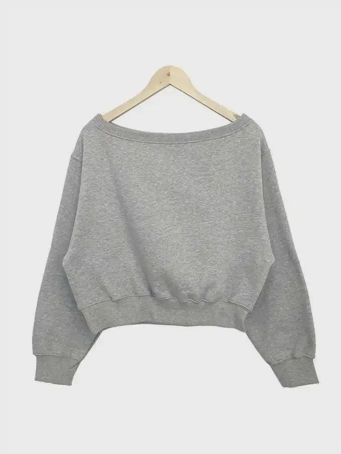 Women's Off-Shoulder Solid Color Sweatshirt, Casual Loose Fit, Long-Sleeved, Spring/Autumn.