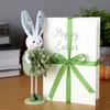 Easter Standing Bunny Doll Cute Fabric Rabbit Figurine with Artificial Flower for Spring Home Shelf Table Decor
