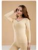 Women's V-Neck Pure Cotton Warm Base Layer Set - Autumn/Winter