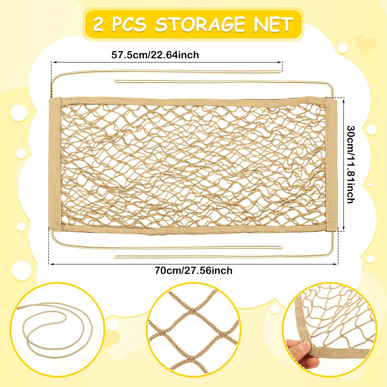 2Pcs Stuffed Animal Storage Net 70x30CM Hanging Elastic Net with Tether Kid Bedside Mesh Toy Organizer Net Toy Storage Mesh Bag