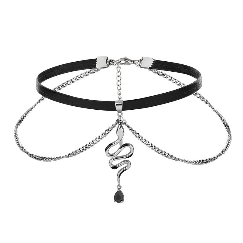 Double-Layer Snakeskin Collar Necklace Light Luxury Niche Double-Layer Original Cool Hot Girl Personalized Sexy Neck Ring
