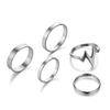 5Pcs ECG Lightning Wave Pattern Adjustable Finger Ring Set Women Accessories Girl Gift Mujer Jewelry