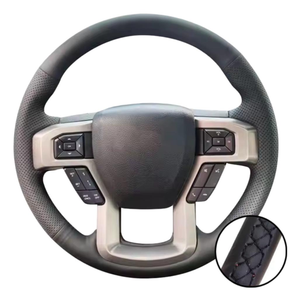 Braid Perforated Artificial Leather King Ranch Lariat Platinum XL XLT 2015-2017 Volant Steering Wheel Cover For Ford F-150