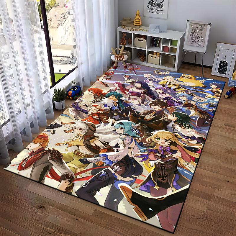 "Anime Style Carpet with Fantasy Characters, Colorful Room Decor Rug" Suitable for use as an anti-slip for living room bedroom sofas
