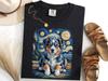 Australian Shepherd Starry Night T-Shirt, Aussie Dog Lover Tee, Van Gogh Painting Australian Shepherd Shirt