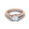 925 Sterling Silber Rose Vergoldet 2,00 Karat Birnenform Natürlicher Mondstein Geteilter Schaft Hochzeits Damen Ring