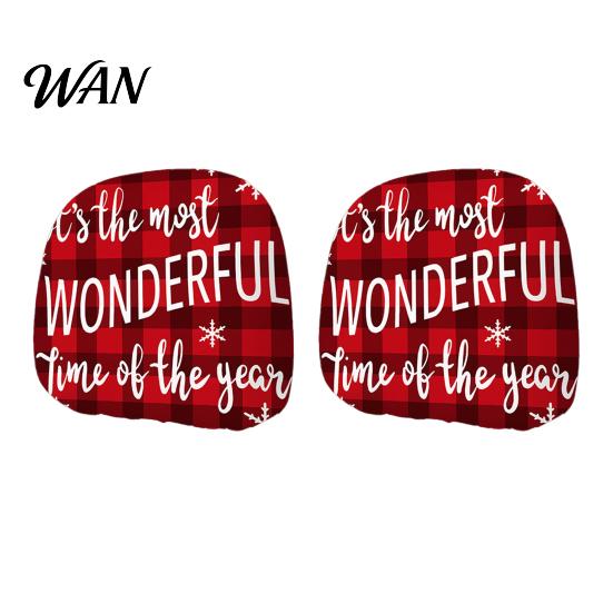 Funny Christmas Car Prints 2Pcs Headrest Covers, Elastic Holiday Printed Head Rest Cover, Fabric Seat Accessories Auto Pillow Protector for