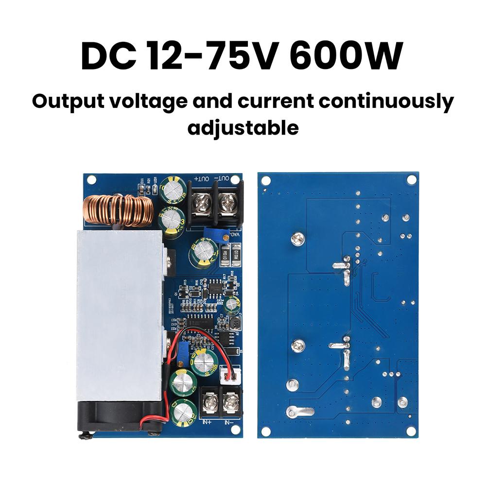 DC-DC High Power 600W Adjustable Step-down Power Supply Module With Fan DC 12-75V To 2.5-60V Buck Converter 25A Constant Current