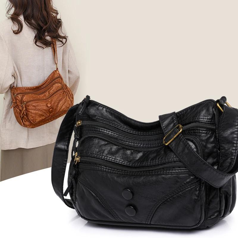 Trendy Vintage Women's Soft Skin Handbag Female Small Subaxillary Bags Casual Retro Mini Shoulder Bag