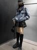 European Women's Denim Jacket: Spring 2026 New Arrival, Striped Patchwork, Large Pockets, Loose Fit, Hooded, Long Sleeve