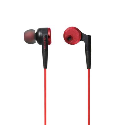 Elecom Stereo sluchátka, do uší, 10mm měnič, hluboké basy, GrandBass, červená, EHP-GB100ARD