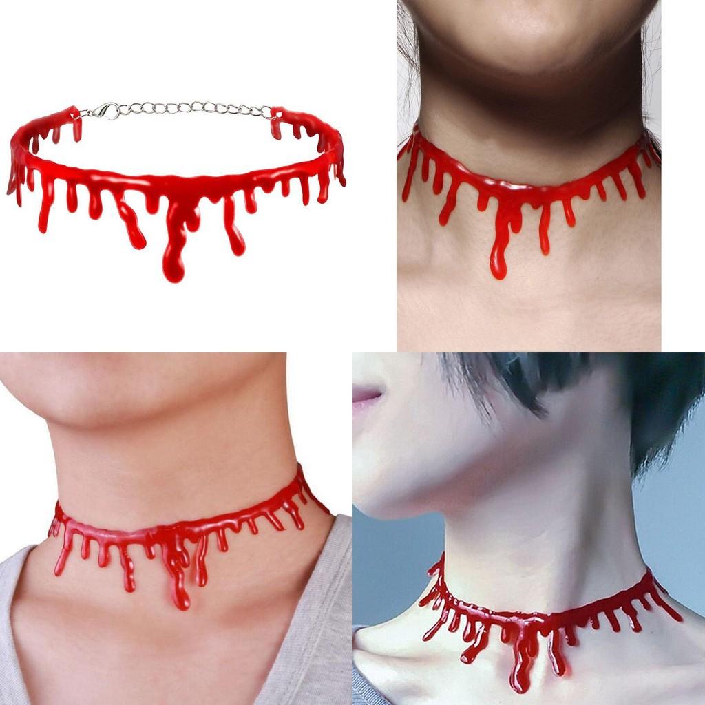 Halloween Vampire Necklace Spooky Gothic Style Plastic Geometric Blood Necklace